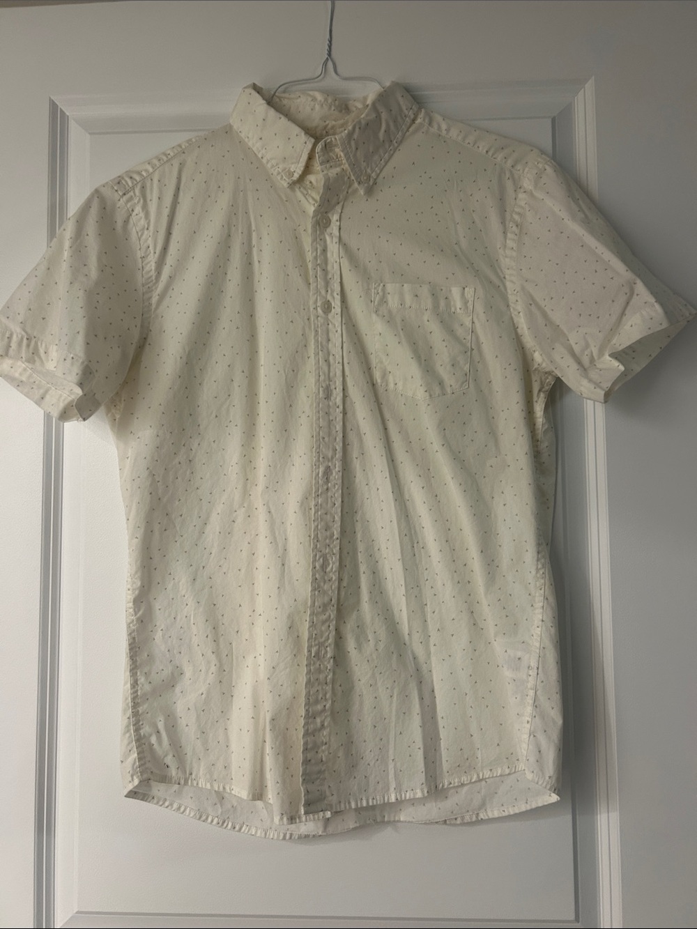 Sonoma Cream Short-Sleeve Button-Down with Micro Dot Print